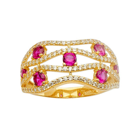 14K Tri Color Fancy CZ Engagement Ring