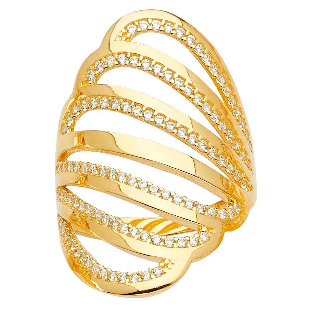 14K Tri Color Fancy CZ Engagement Ring