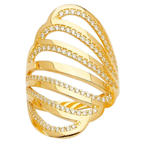 14K Tri Color Fancy CZ Engagement Ring