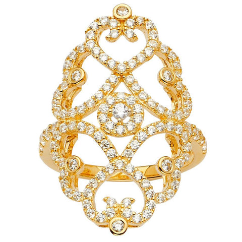 14K Tri Color Fancy CZ Engagement Ring