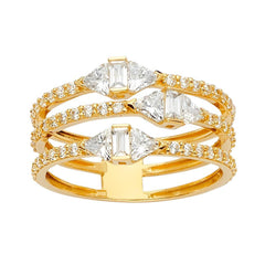 14K Tri Color Fancy CZ Engagement Ring