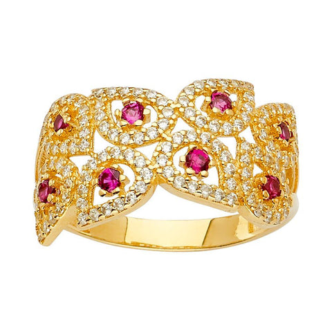 14K Tri Color Fancy CZ Engagement Ring