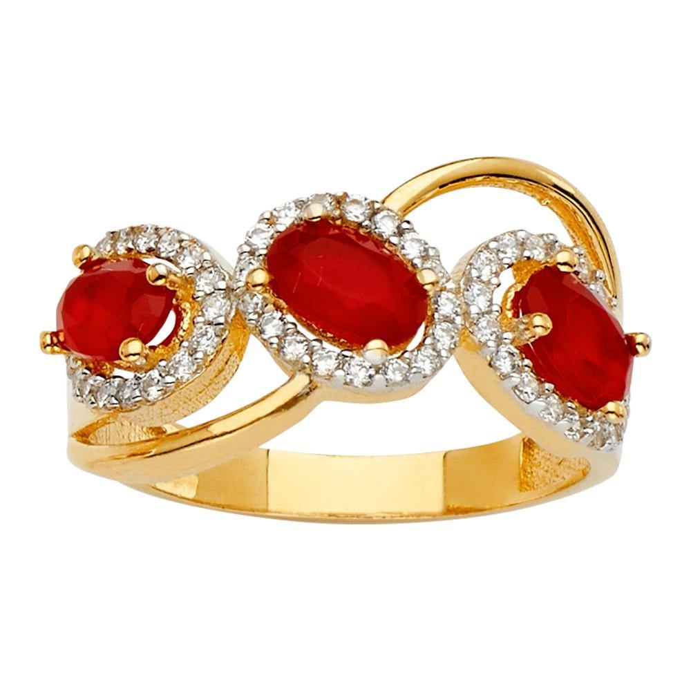 14K Tri Color Fancy CZ Engagement Ring