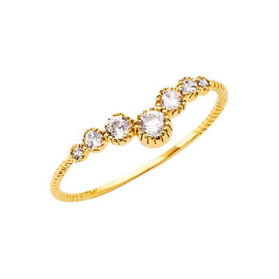 14K Yellow Gold Clear CZ Fancy Ring - silverdepot