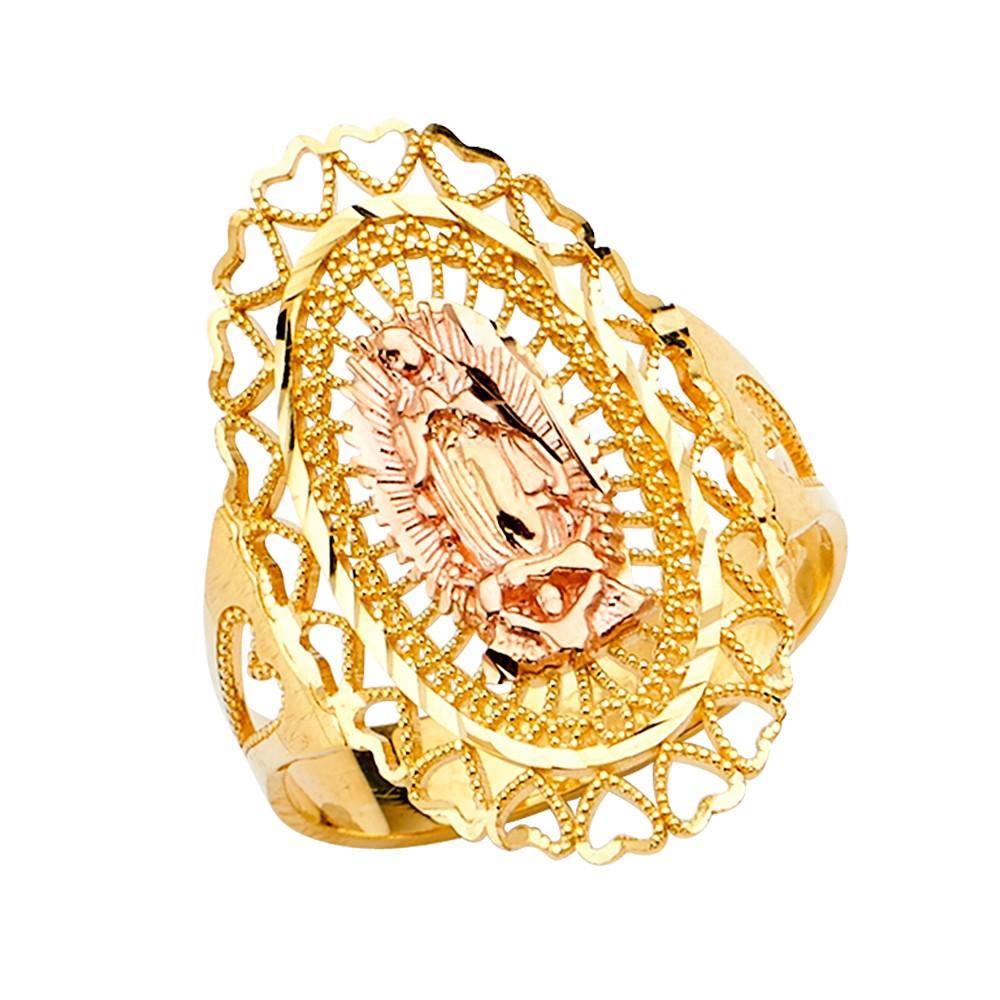 14K Two Tone Our Lady of Guadalupe Ring - silverdepot
