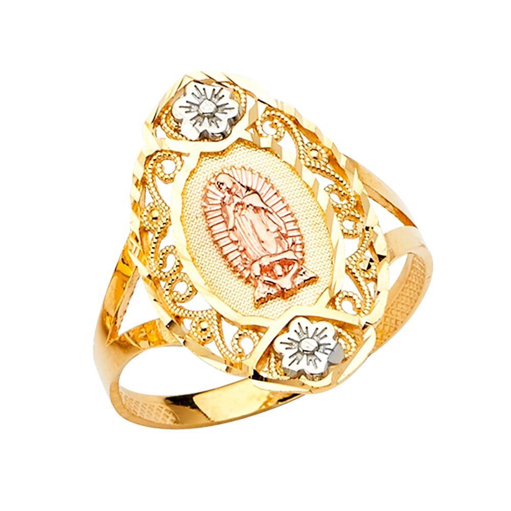 14K Tri Color Our Lady of Guadalupe Ring