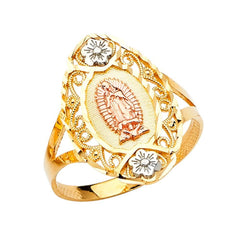 14K Tri Color Our Lady of Guadalupe Ring