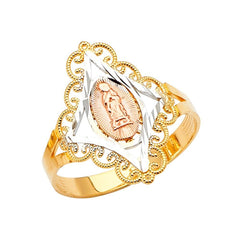 14K Tri Color Our Lady of Guadalupe Ring