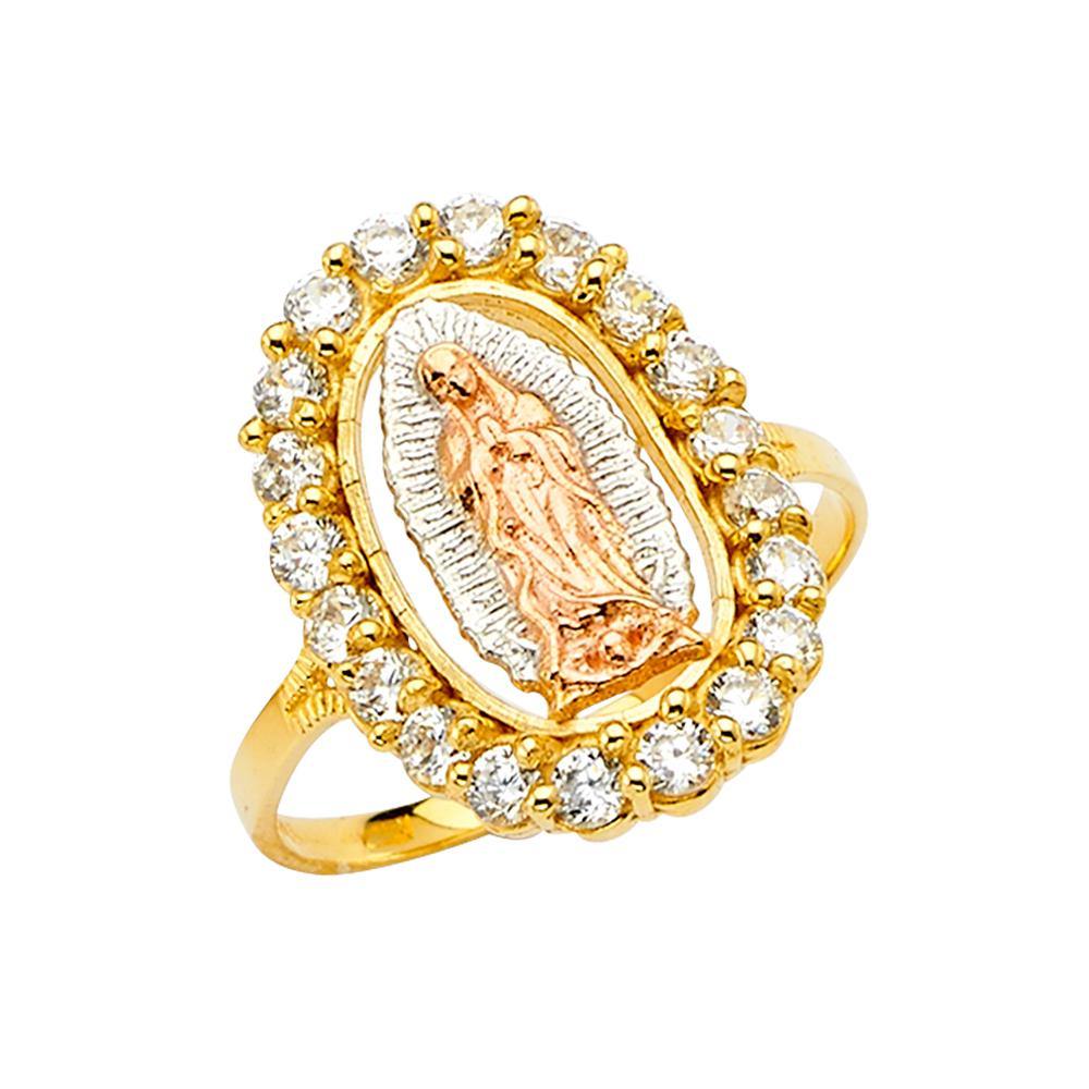 14K Tri Color Our Lady of Guadalupe Ring - silverdepot