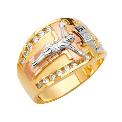 14K Tri Color CZ Men's Rings - silverdepot