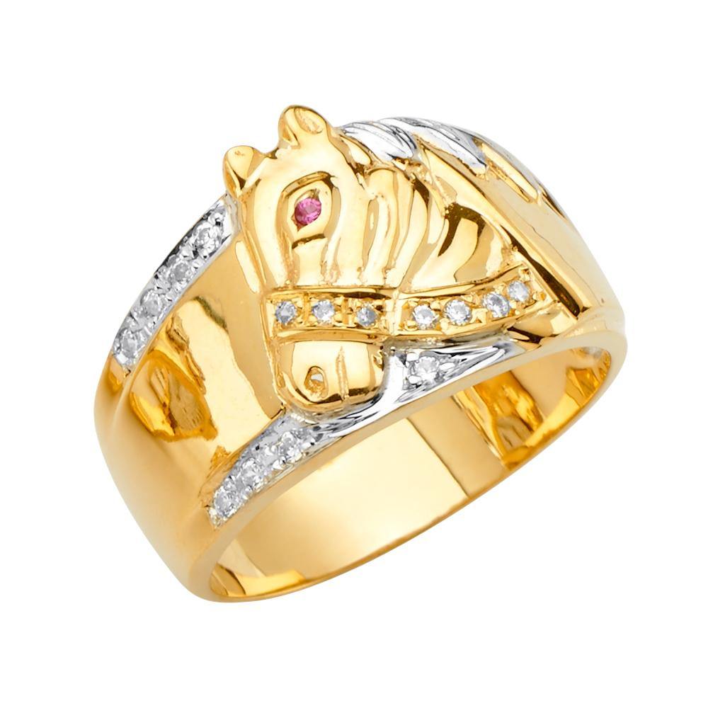 14K Tri Color CZ Men's Rings