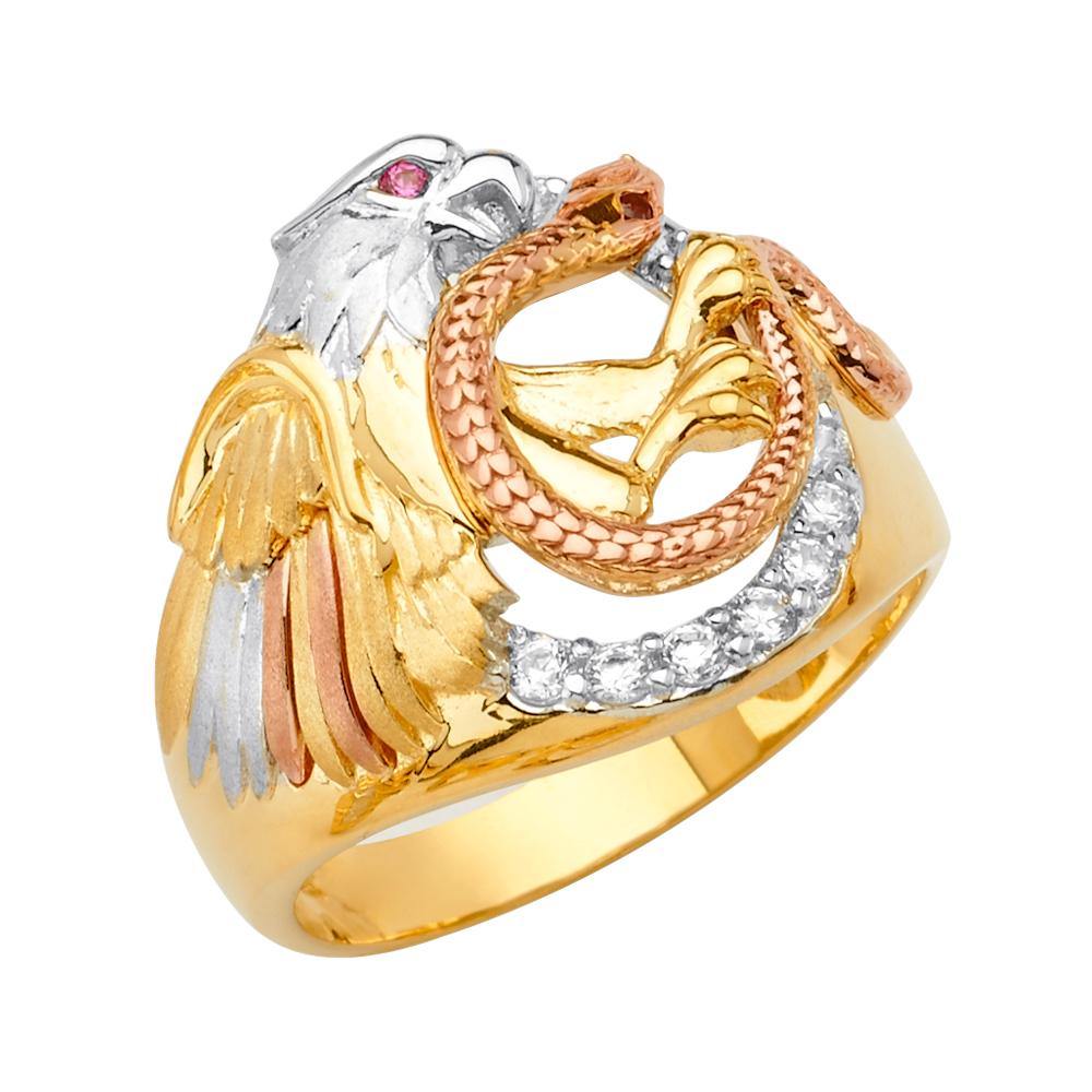 14K Tri Color CZ Men's Rings