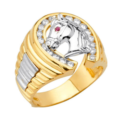 14K Tri Color CZ Men's Rings - silverdepot