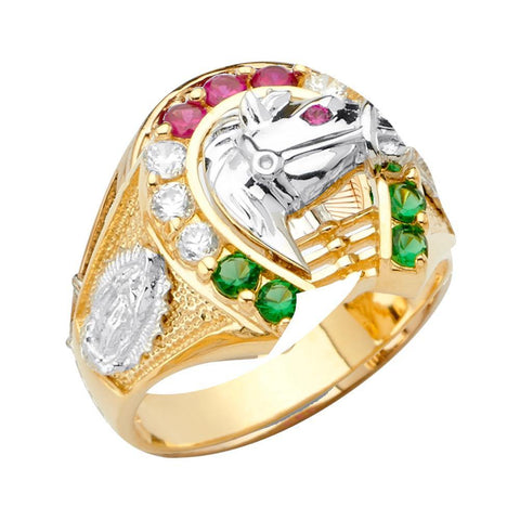 14K Tri Color CZ Men's Rings