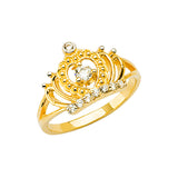 14K Twotone CZ Crown Baby Ring 1.5grams