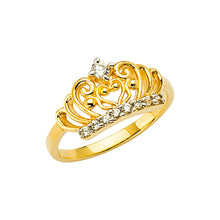 Load image into Gallery viewer, 14K Twotone CZ Crown Baby Ring 1.4grams
