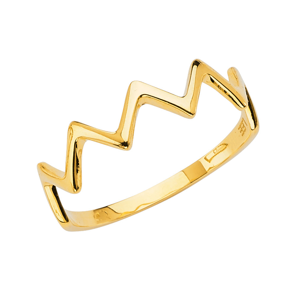14K Yellow Thunder-Shape Stackble Band 1.4grams