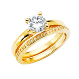 14K Yellow Gold Round CZ Ladies Wedding Ring--Wedding Band And Engagement Ring are sold Separately