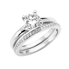 14K White Gold Round CZ Ladies Wedding Ring--Wedding Band And Engagement Ring are sold Separately