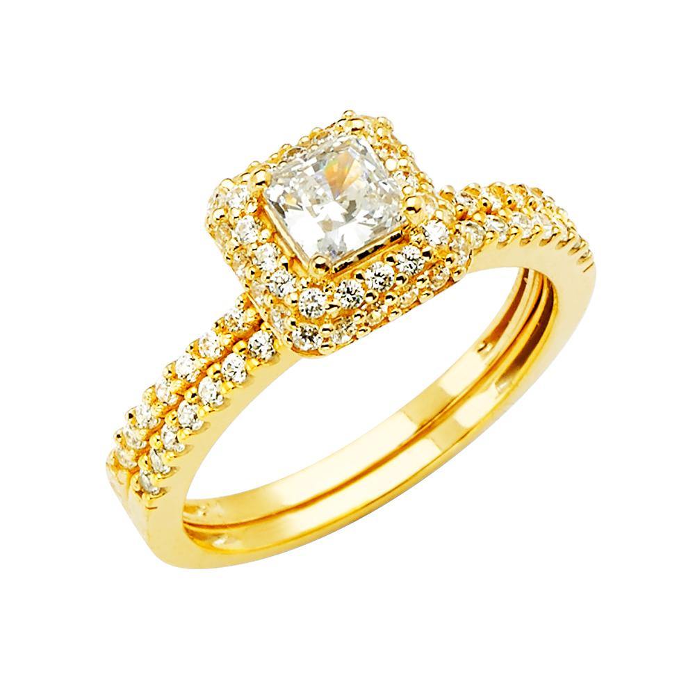 14K Gold Round CZ Engagement Ring - silverdepot