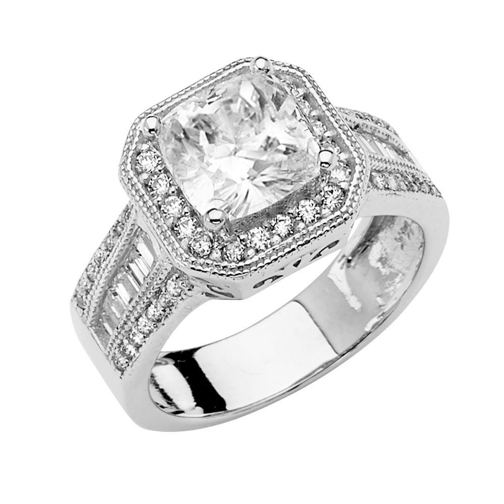 14K Yellow Gold CZ Round Engagement Ring