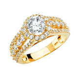 14K Yellow Gold CZ Round Engagement Ring