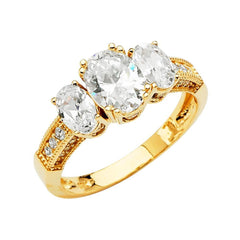 14K Yellow Gold CZ Round Engagement Ring