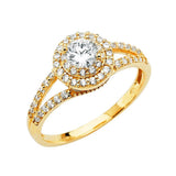 14K Yellow Gold CZ Round Engagement Ring