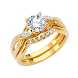 14K Yellow Gold Polished Clear CZ Engagement Ring--Wedding Band and Engagement Ring are sold Separately