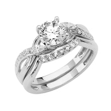 Load image into Gallery viewer, 14K White Gold Polished Clear CZ Engagement Ring - silverdepot