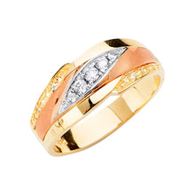 Load image into Gallery viewer, 14K Tricolor Men's CZ Wedding Band