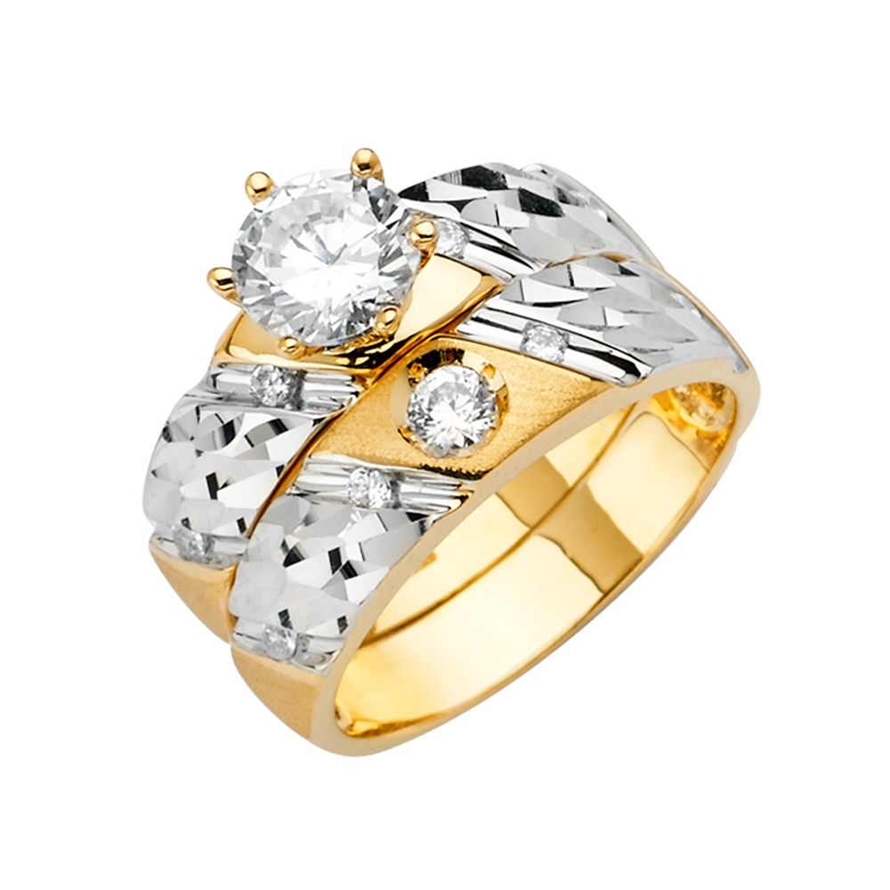 14K TwoTone CZ Engagement Ring Only