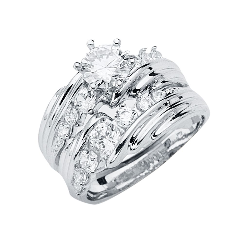 14K White CZ Engagement Ring Only