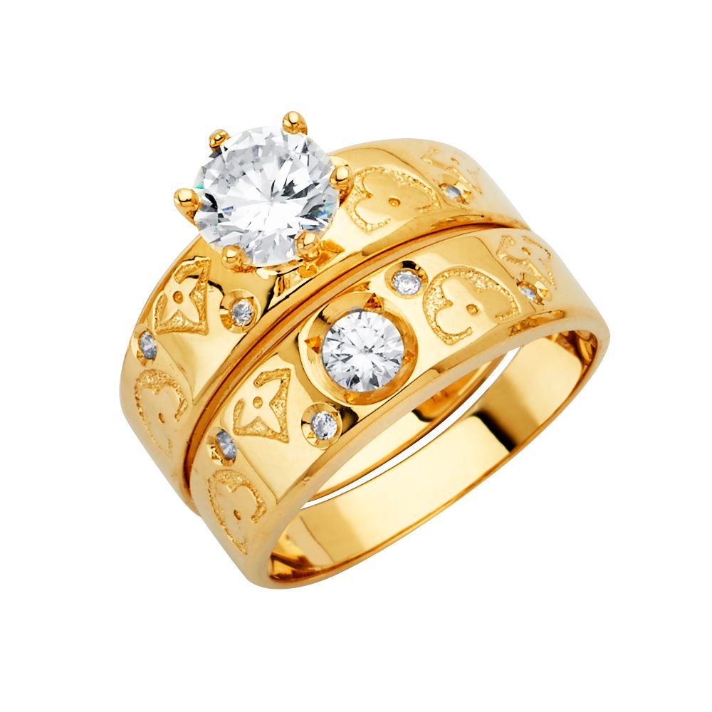 14K Yellow CZ Engagement Ring Only