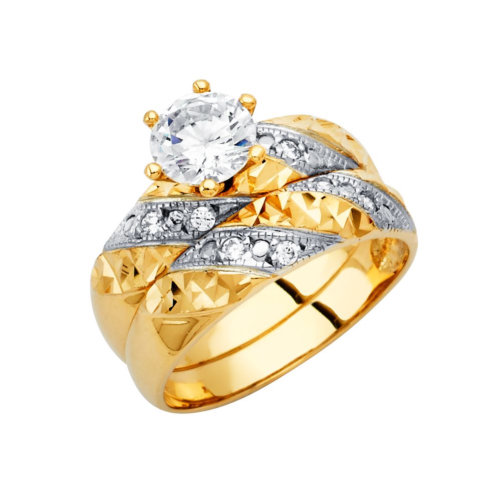 14K Yellow CZ Engagement Ring Only