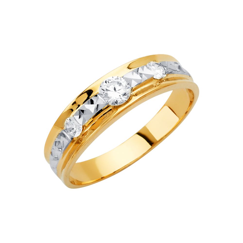 14K Yellow Men's CZ Wedding Band