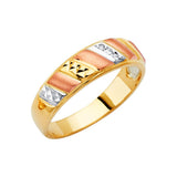 14K Tricolor Men's CZ Wedding Band