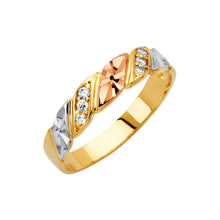 Load image into Gallery viewer, 14K Tricolor Men's CZ Wedding Band