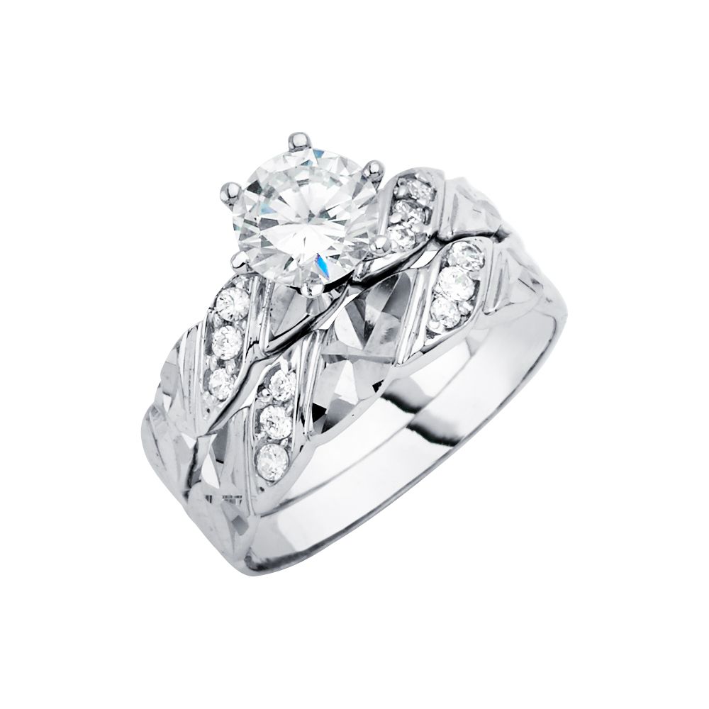 14K White CZ Engagement Ring Only