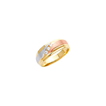 Load image into Gallery viewer, 14K Tricolor Men's Three CZ Wedding Band