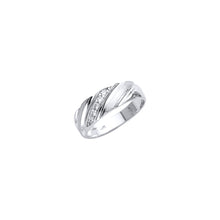 Load image into Gallery viewer, 14K White Men's CZ Wedding Band or Trio Set