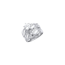 Load image into Gallery viewer, 14K White Ladies CZ Wedding Band or Trio Set