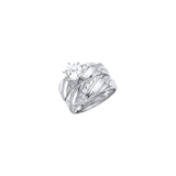 14K White CZ Engagement Ring or Trio Set