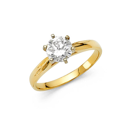 14K Yellow CZ Engagement Ring