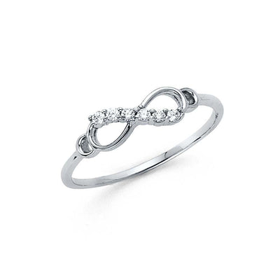 14K White Gold 4mm Clear CZ Fancy Ring - silverdepot