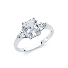 14K White Gold Polished Clear CZ Engagement Ring