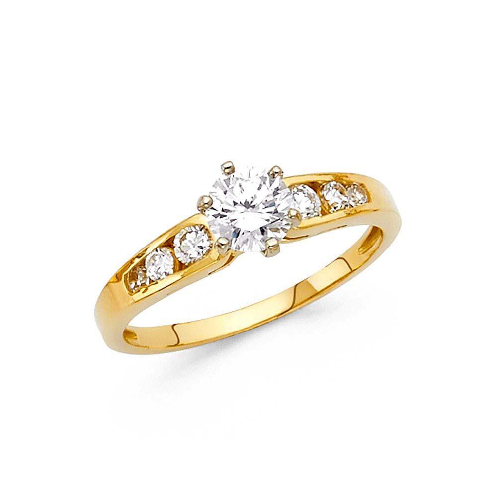 14K Yellow Gold Polished Clear CZ Engagement Ring - silverdepot