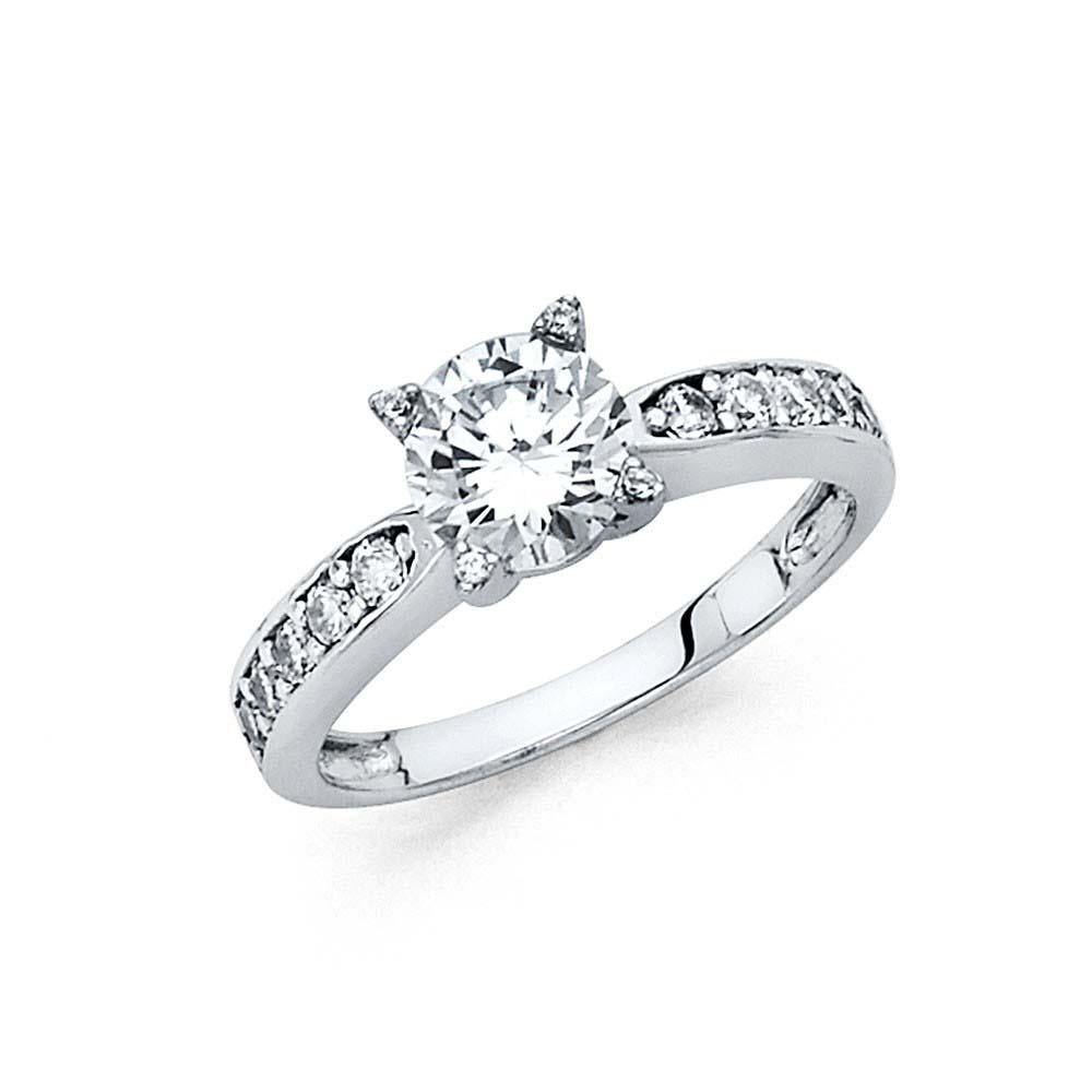 14K White Gold Polished Clear CZ Engagement Ring