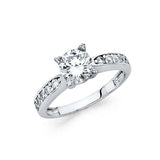 14K White Gold Polished Clear CZ Engagement Ring