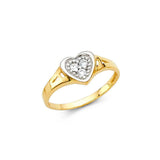 14K Yellow Gold 7mm CZ Babies Heart Shape Ring